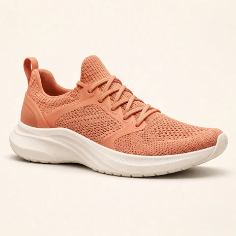 Derselbe Sneaker, dessen Obermaterial nun in Korallenorange gehalten ist