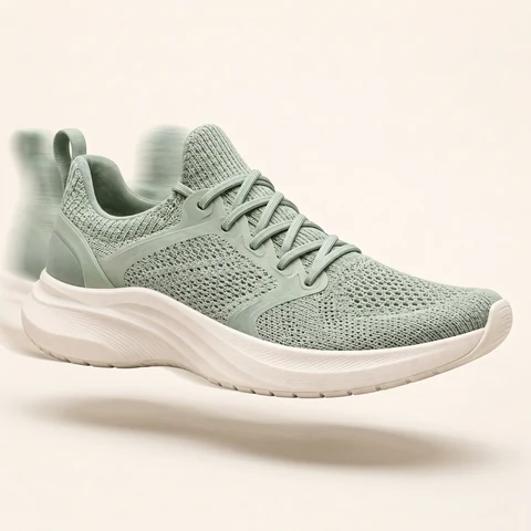 Derselbe Sneaker, der sich mit einer sanften Bewegungsspur fortbewegt